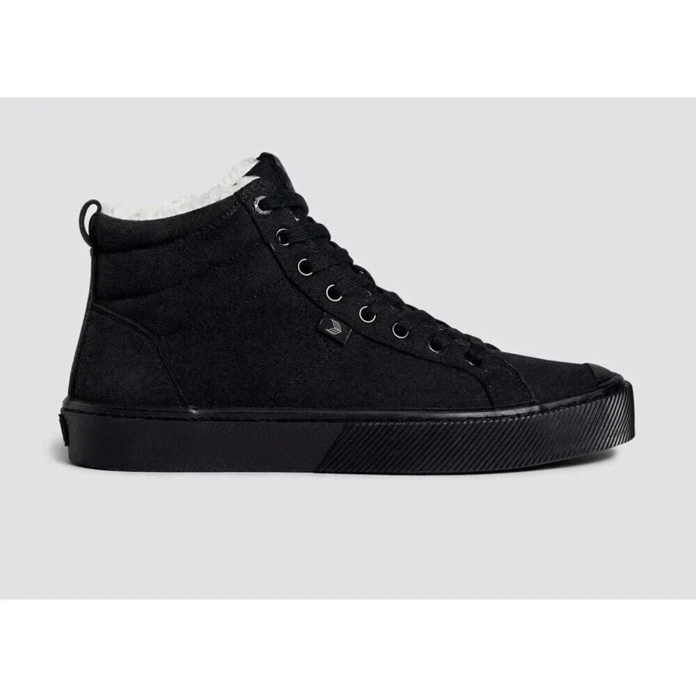 Cariuma OCA Therma High Sneakers Women's 8.5 Black Suede Shearling Shoes GAL821